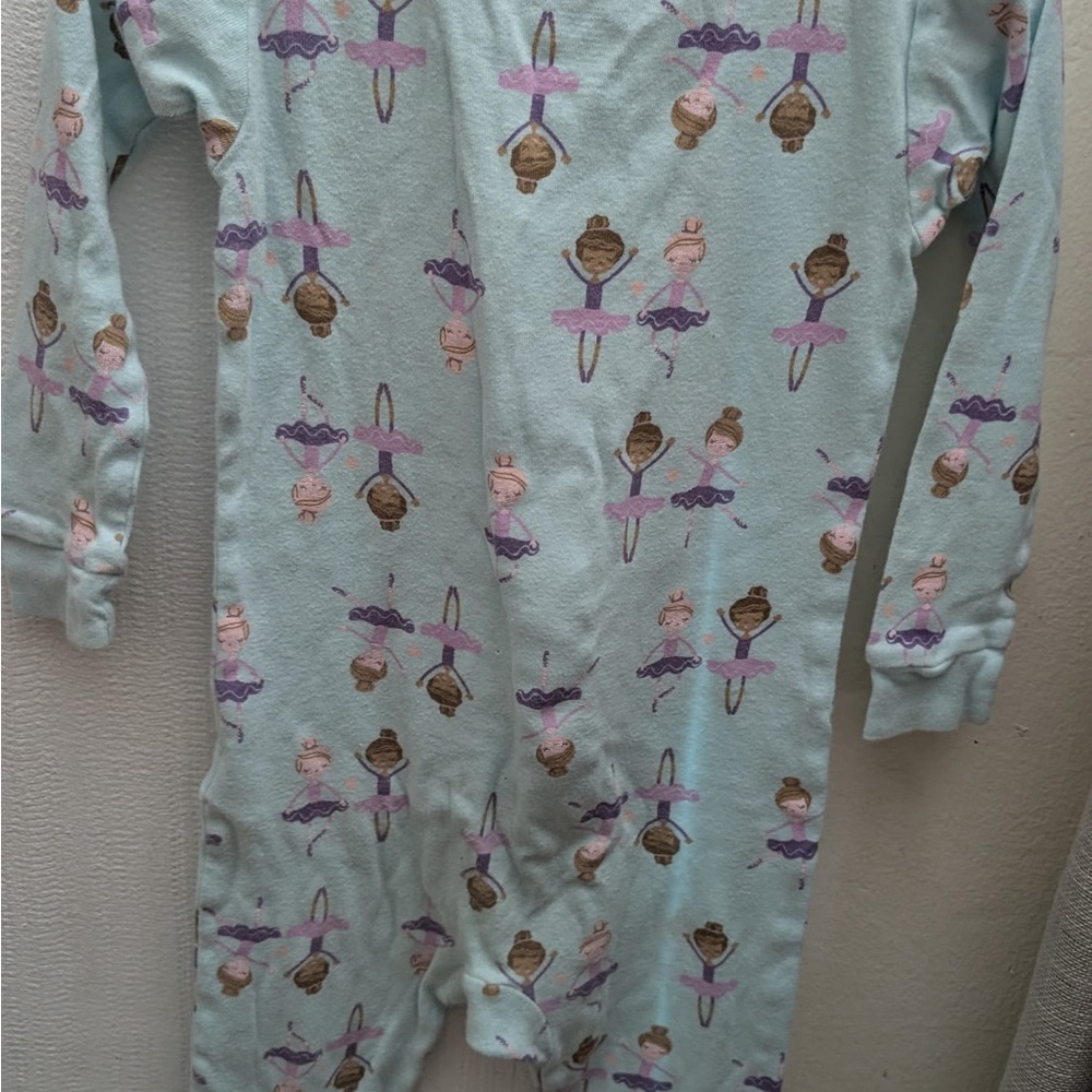 Ballerina Print Kids Footie Pajamas